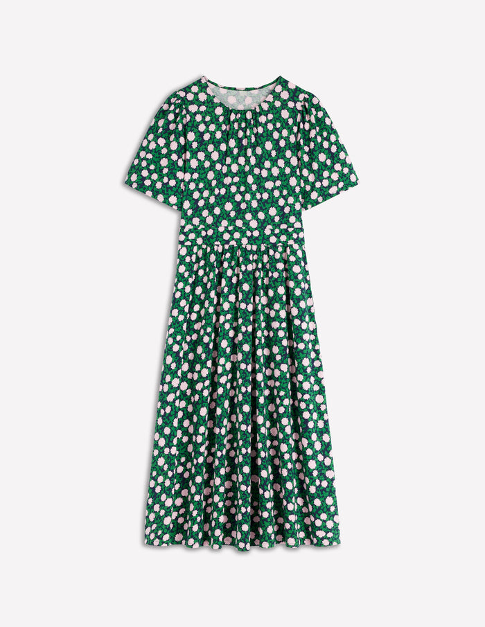 Louisa Jersey Midi Dress Rich Emerald, Floweret Vine