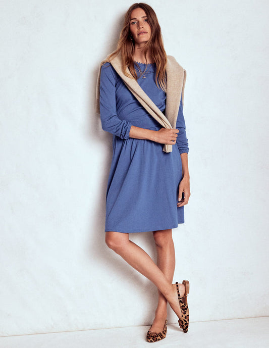 Mila Short Jersey Dress Denim Blue