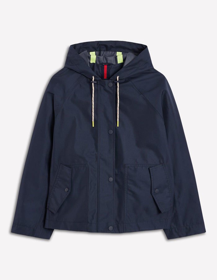 Cropped Rain Mac Navy