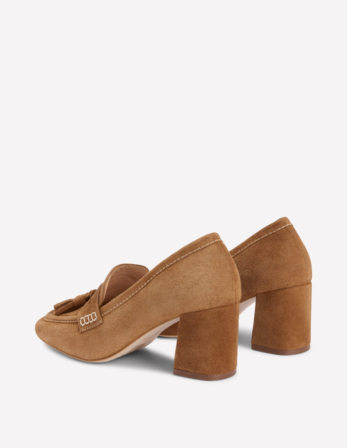 Sol Block Heeled Penny Loafers Tan