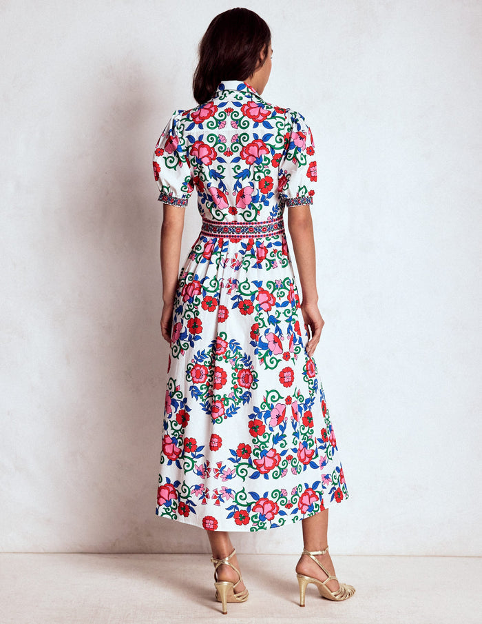 Alexa Maxi Shirt Dress Multi, Ornamental Lattice