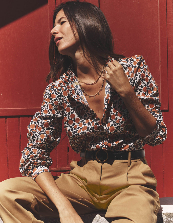 Helena Cotton Top Cognac, Floweret Vine