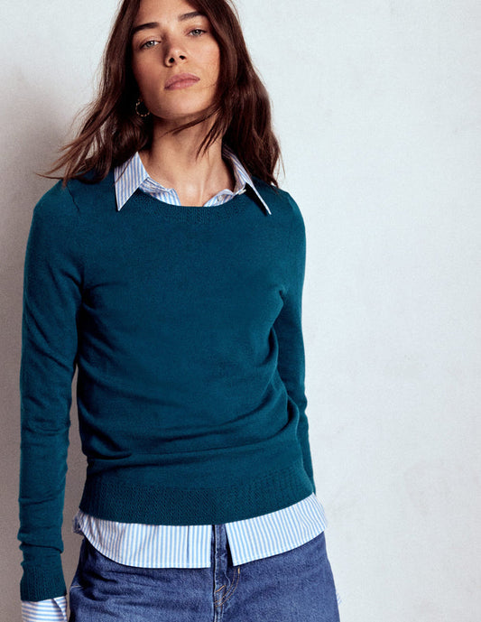 Emilia Cotton Crew Sweater Harbour Blue