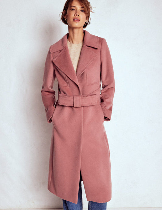 Bow Front Coat Dusty Pink