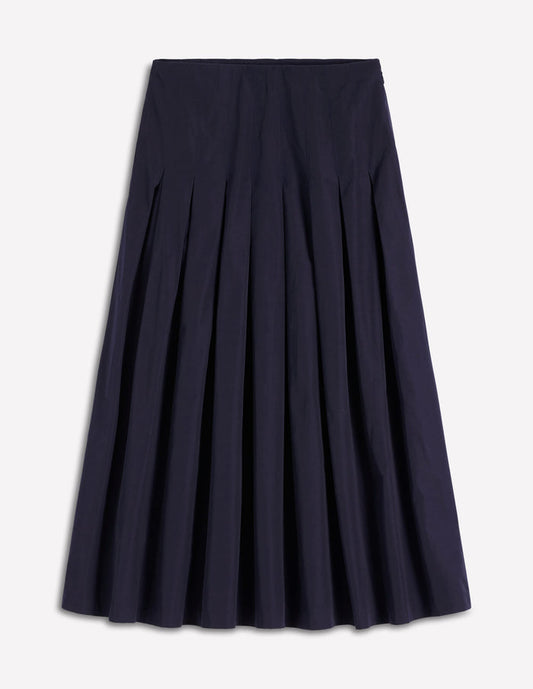 Valentina Taffeta Midi Skirt Navy
