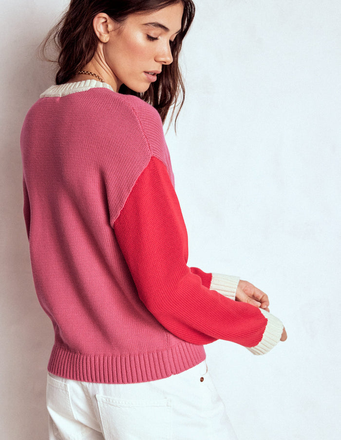 Jemma Chunky Cotton Sweater Rose Pink