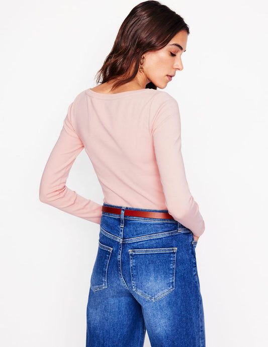 Essential Boat-Neck Jersey Top Milkshake