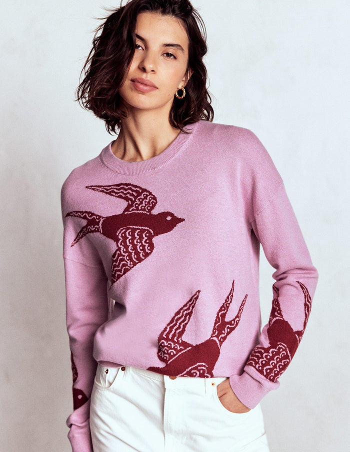 Natasha Novelty Sweater Swooping Swallow