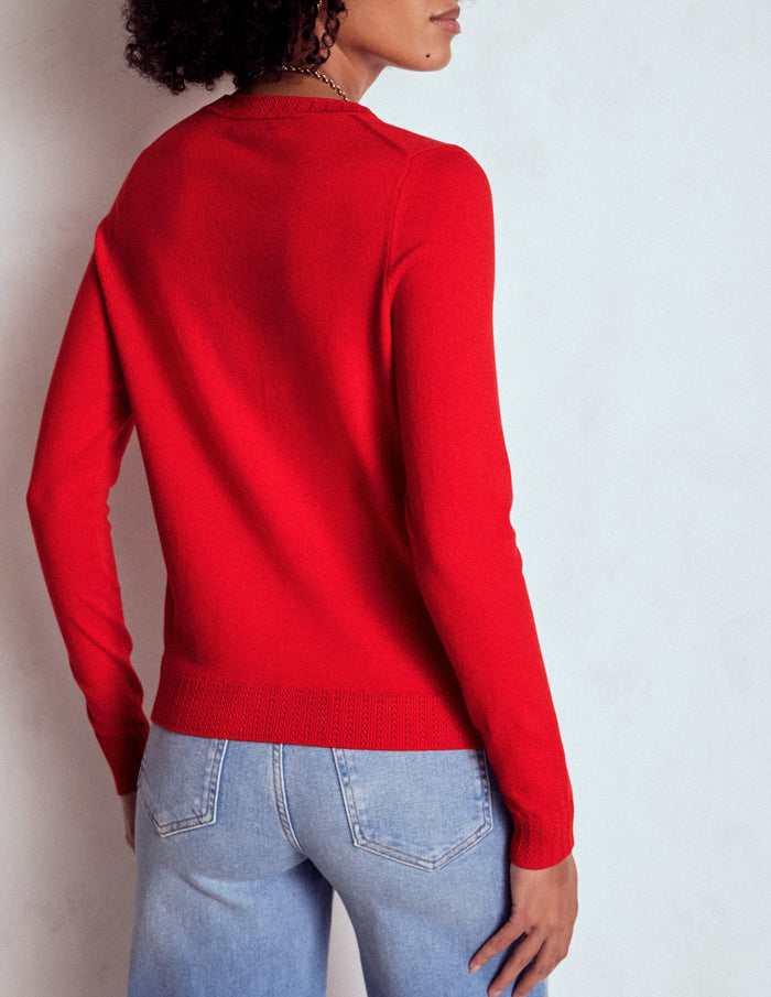 Emilia Cotton Crew Sweater Poppy Red