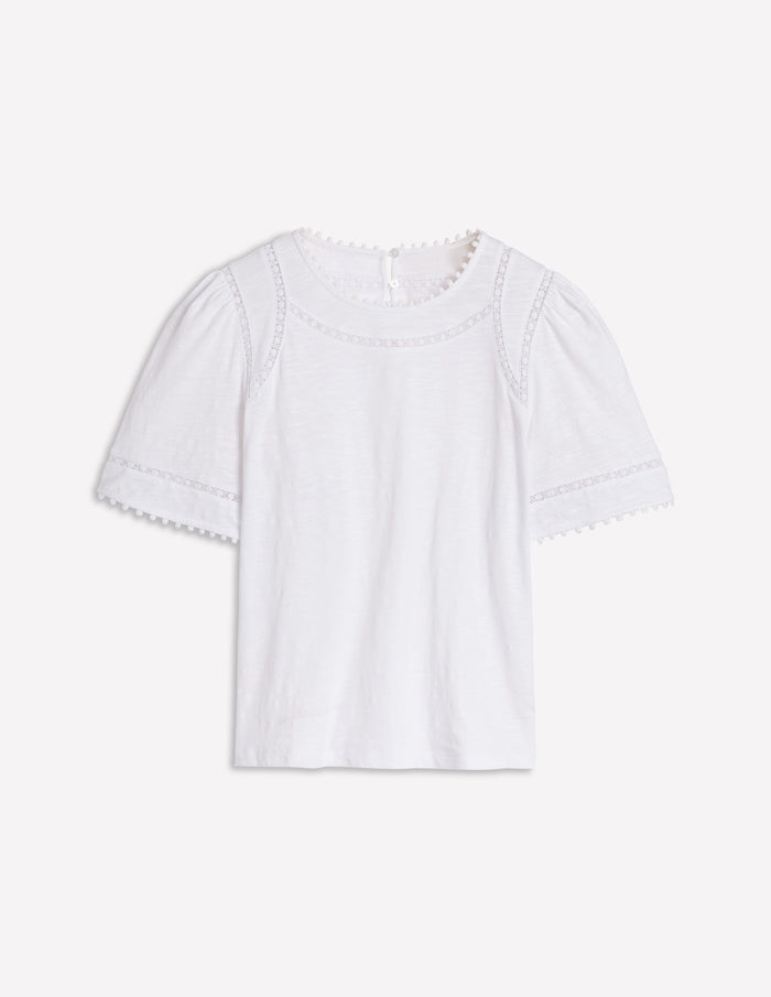 Mila Lace Trim Top White