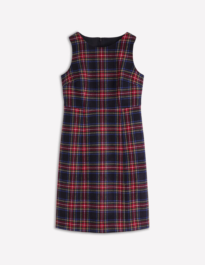 Annie Check Shift Dress Navy, Green and Red Check