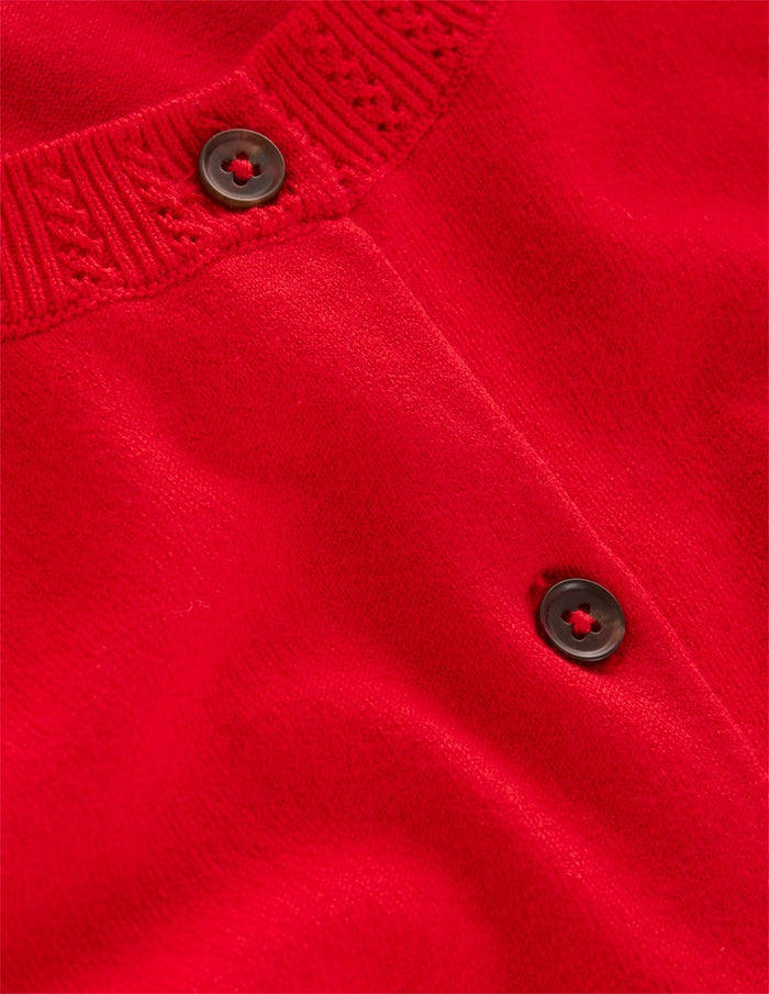 Emilia Cotton Crew Cardigan Poppy Red