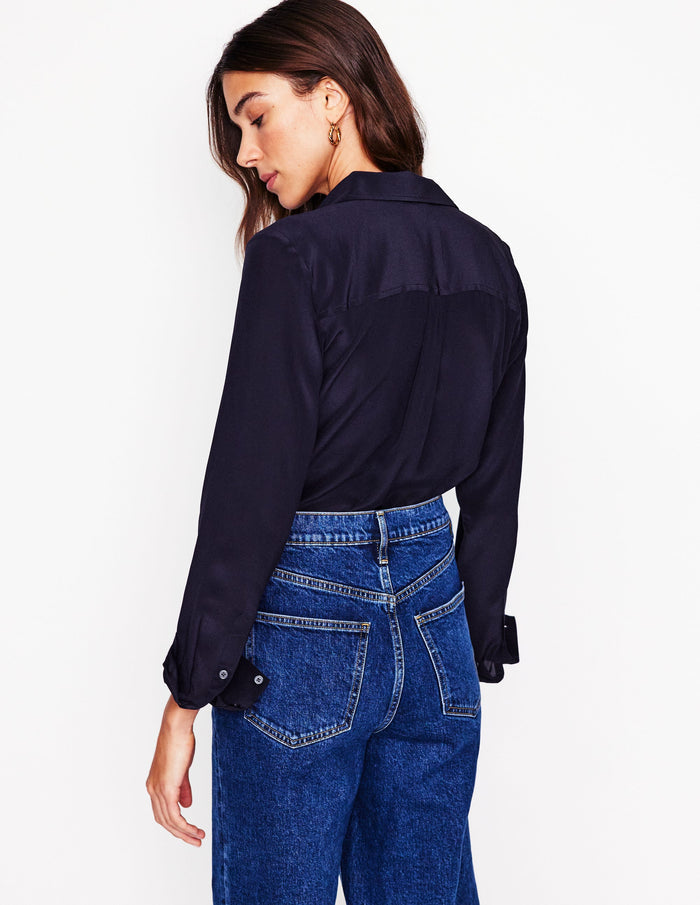 Sienna Silk Shirt Navy