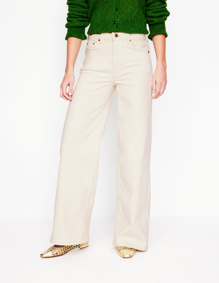 High Rise Wide Leg Jeans Ecru