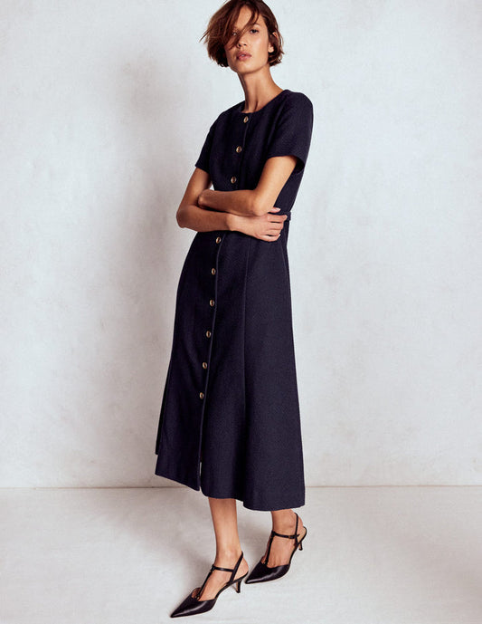 Charlotte Cotton Midi Dress Navy