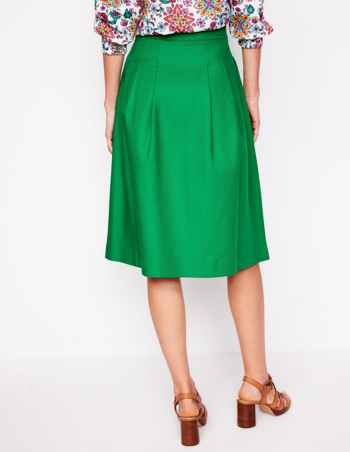 Pleat Detail Midi Skirt Rich Emerald