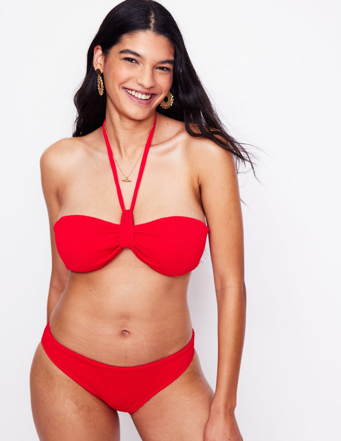Crinkle Texture Bikini Top Tulip Red