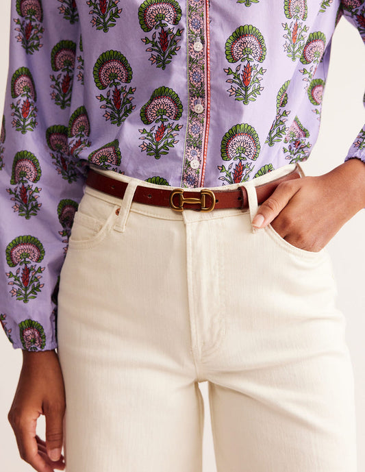 Iris Skinny Snaffle Trim Belt Tan