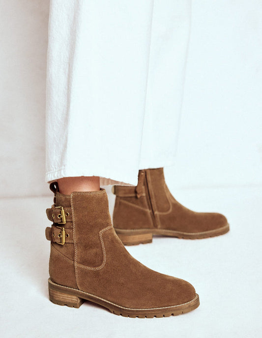 Buckle Ankle Boots Tan