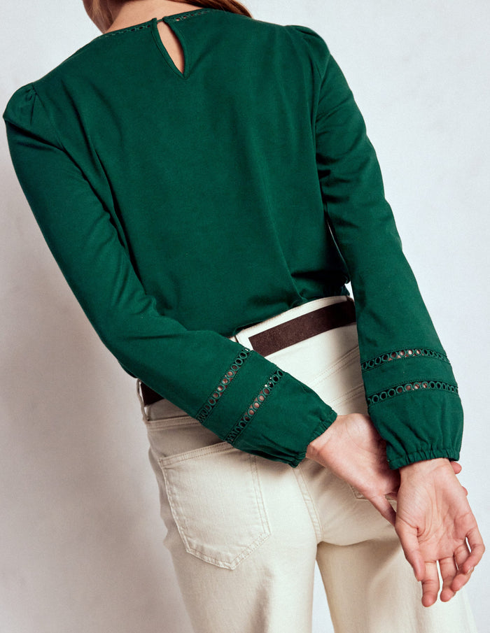 Flo Trim Detail Top Emerald Night