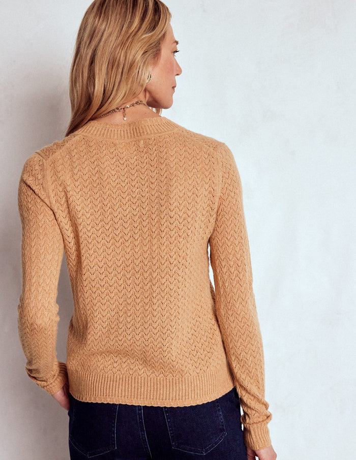 Diane Pointelle Cardigan Camel Melange