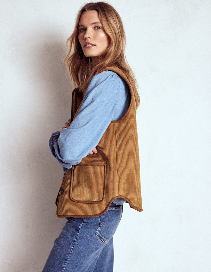 Clerkenwell Reversible Gilet Hazelnut Brown, Natural