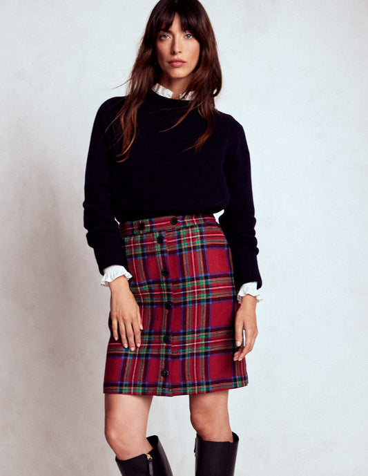 Cecelia Wool Skirt Red, Blue and Green Check