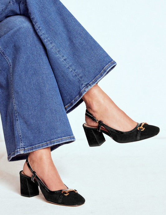 Iris Snaffle Slingback Heels Black