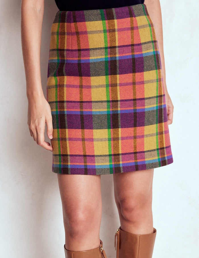 Gia Wool Short Skirt PoppyRed and Pink Multigingham
