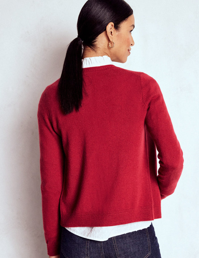 Eva Cashmere Crew Cardigan Red Liquorice