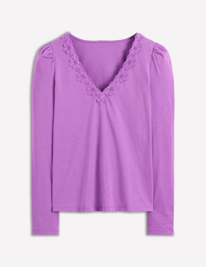 Flora Lace V-neck Top Amethyst Purple