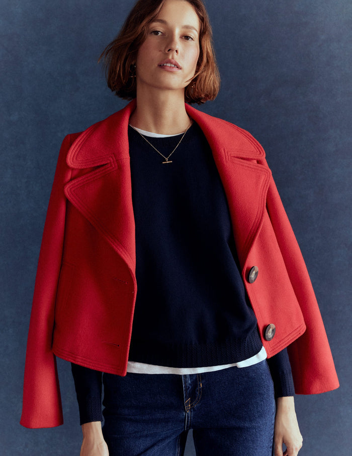 Emilia Cotton Crew Sweater Navy