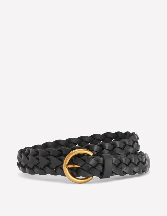 Skinny Plaited Belt Black