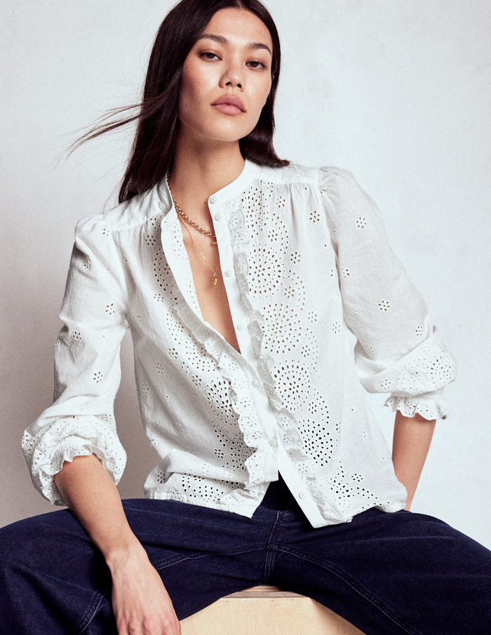 Alice Broderie Top White