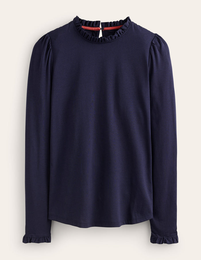 Supersoft Frill Detail Top Navy