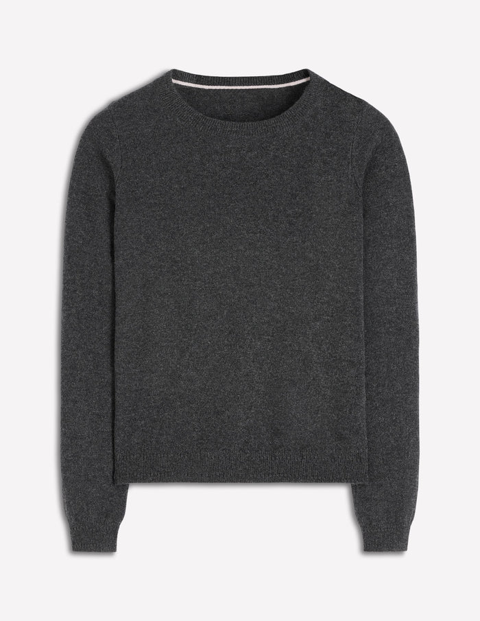 Eva Cashmere Crew Neck Sweater Charcoal Melange