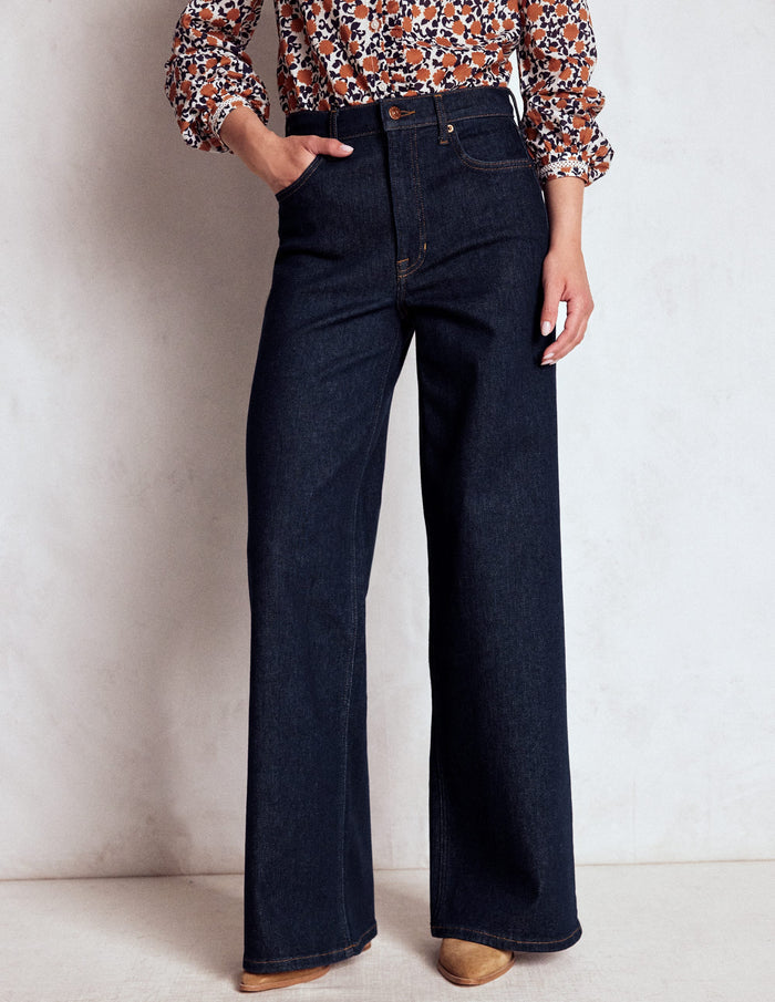 High Rise Wide Leg Jeans Indigo Rinse