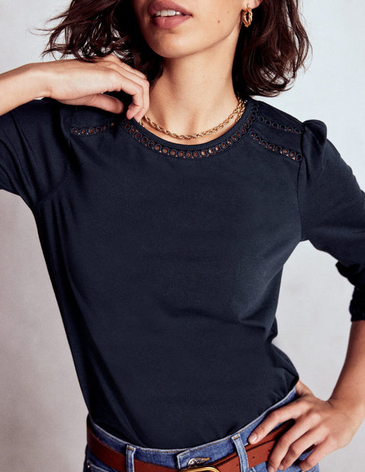 Flo Trim Detail Top Navy