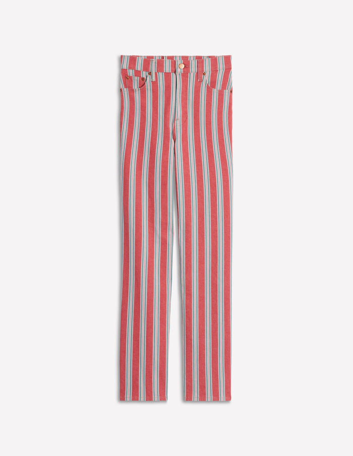 High Rise Stripe Jeans Red, Blue and Pink Stripe