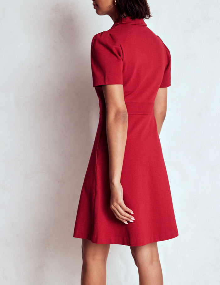 Nicolette Ponte Shirt Dress Crimson Red
