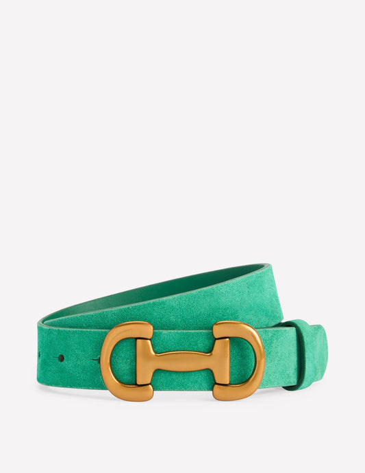 Iris Snaffle-Trim Leather Belt Rich Emerald