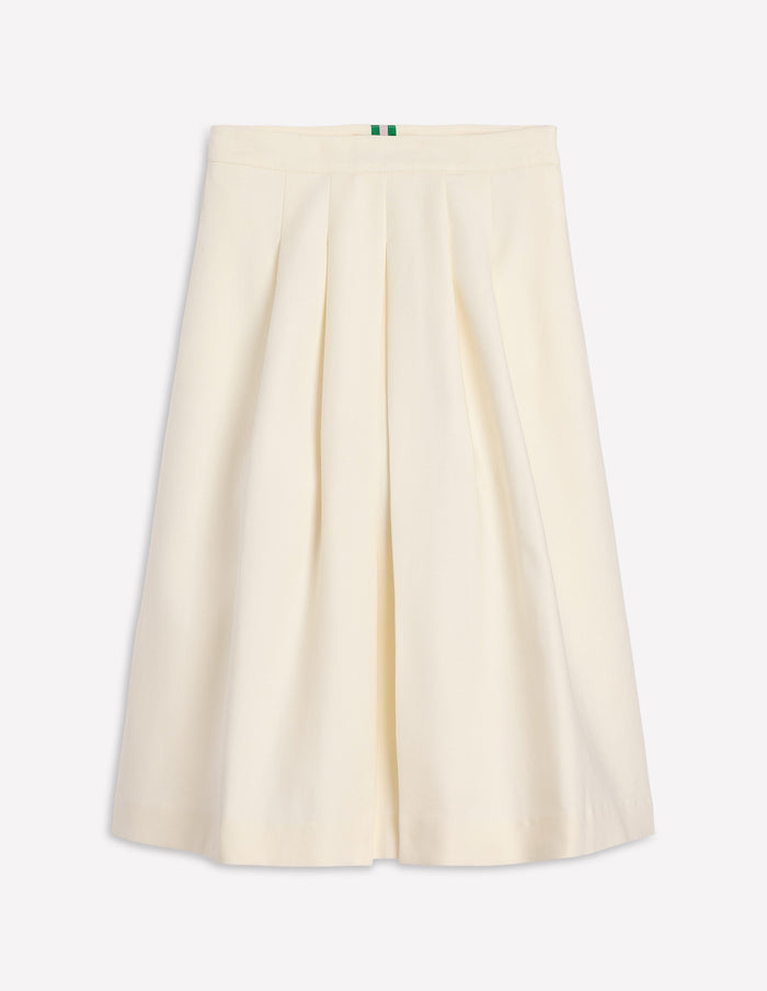 Pleat Detail Midi Skirt Ivory