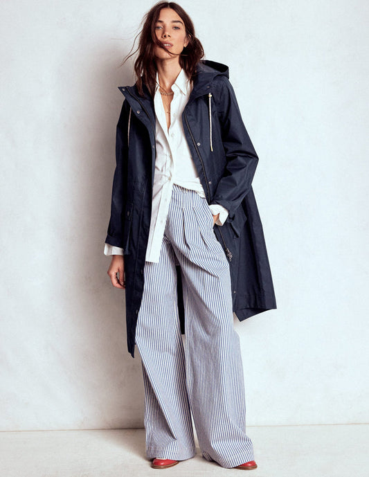 Longline Rain Mac Navy Colourblock