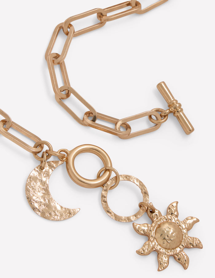 Hammered Motif Necklace Gold Colour