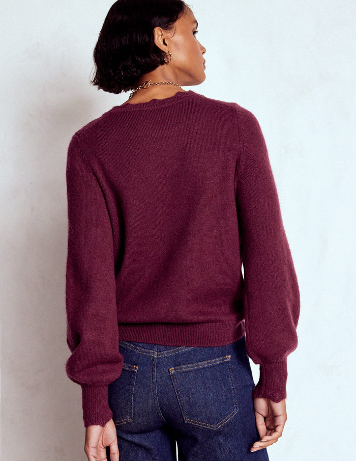 Fluffy Embroidered Sweater Deep Wisteria
