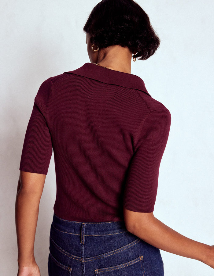 Rib Henley Top Deep Wisteria