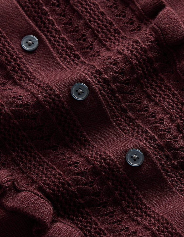 Winifred Frilled Knitted Dress Coffee Bean