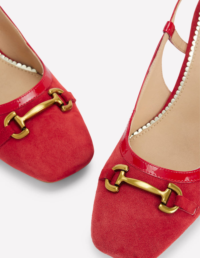 Iris Snaffle Slingback Heels Post Box Red
