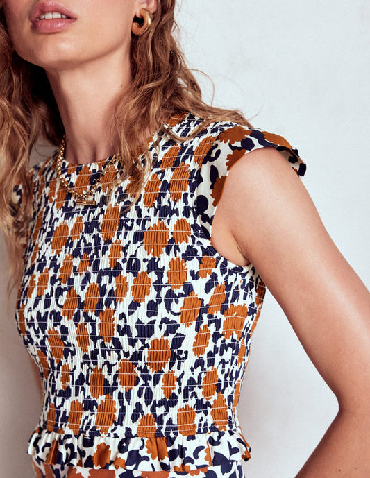 Carolina Smocked Midi Dress Cognanc, Floweret Vine