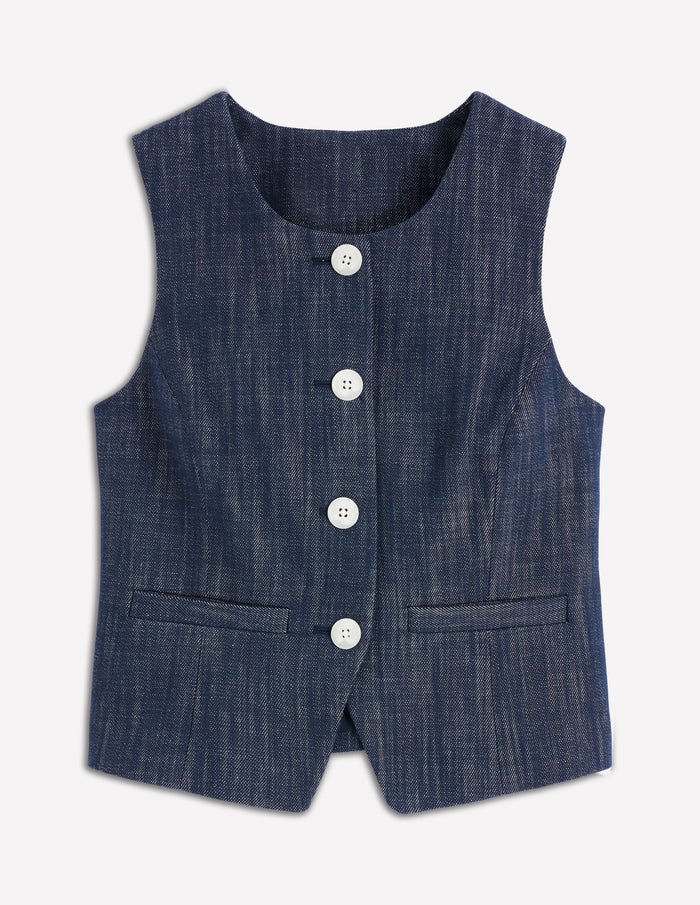 Tailored Twill Waistcoat Navy, Indigo